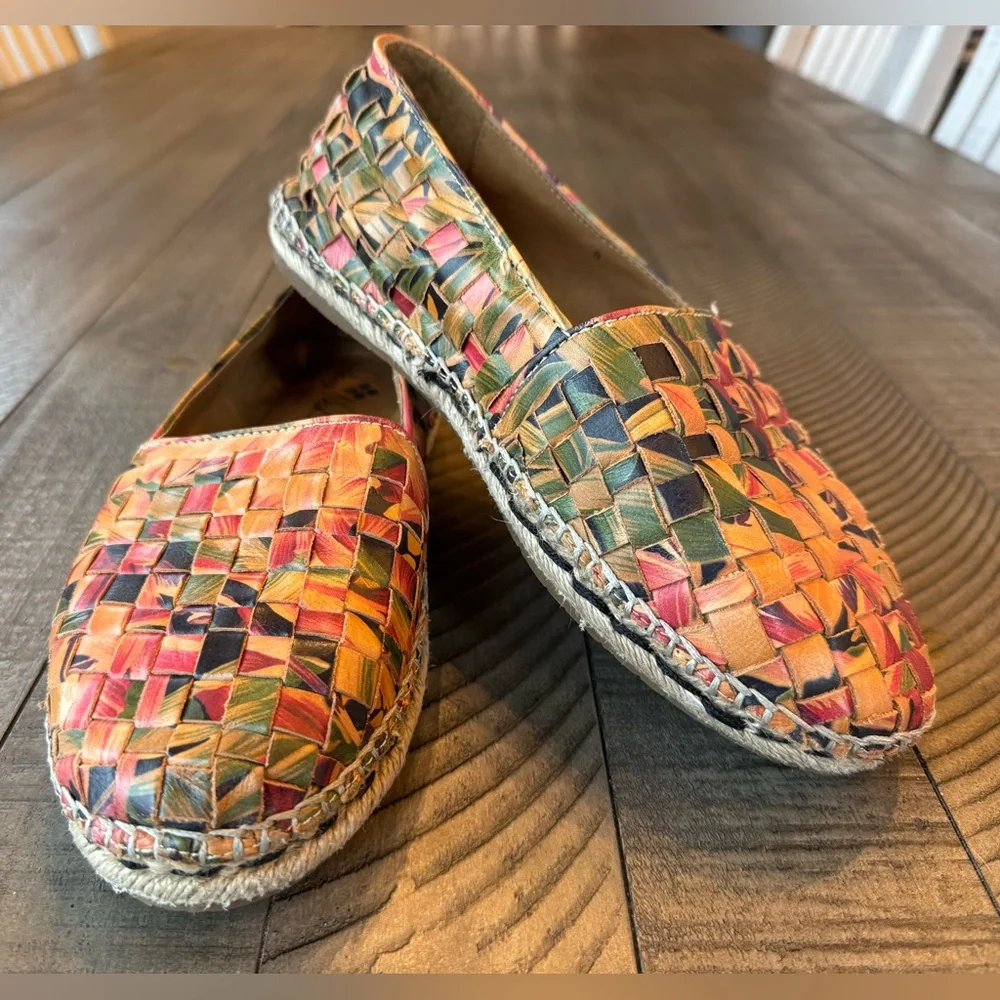 Patricia Nash Padma Multicolor Woven Italian Leather Espadrilles Women’s Size 8
